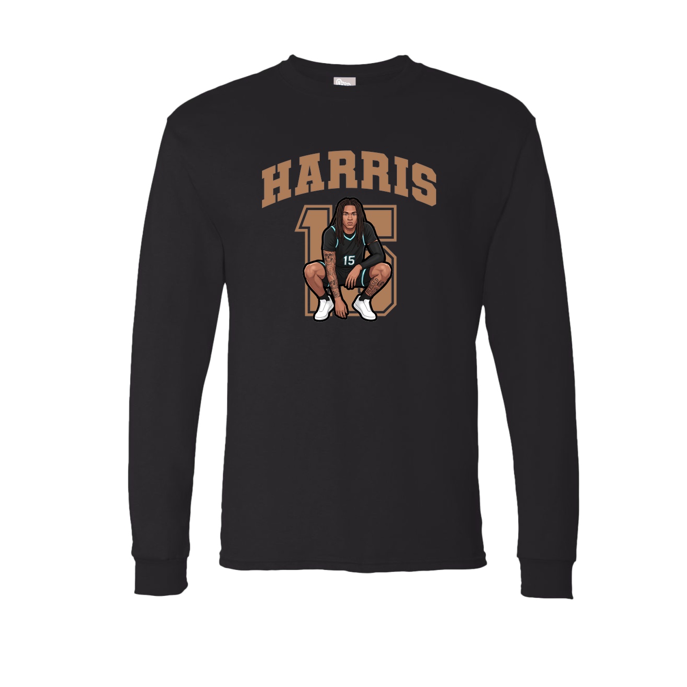 Long Sleeve Tee — Number in Black