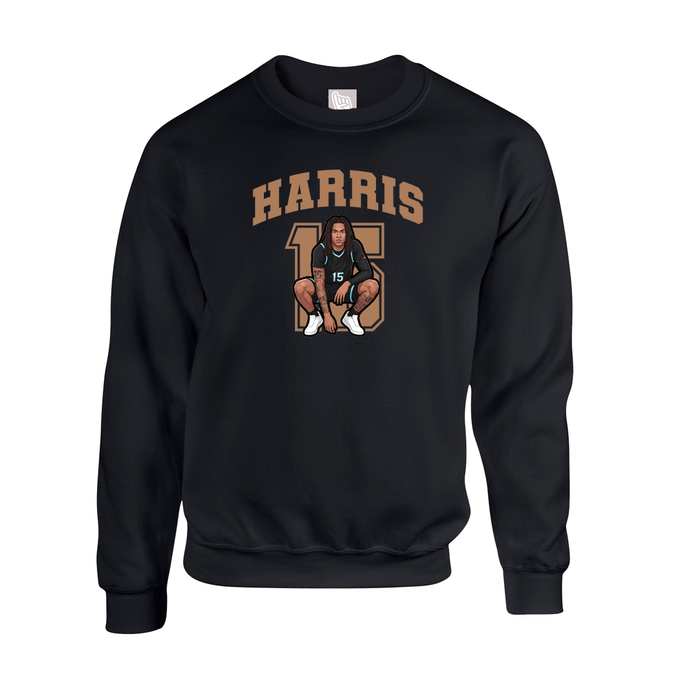 Fleece Crew — Number in Black