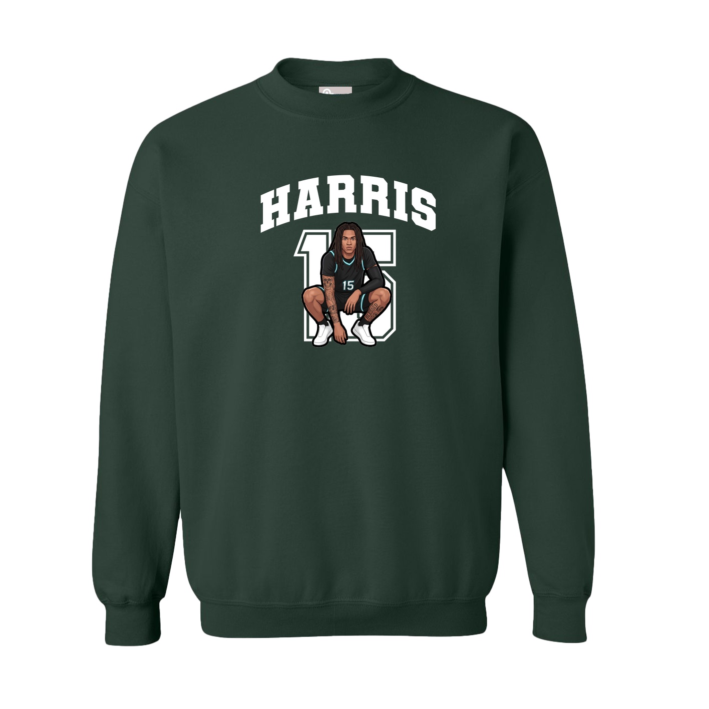 Fleece Crew — Number in Green