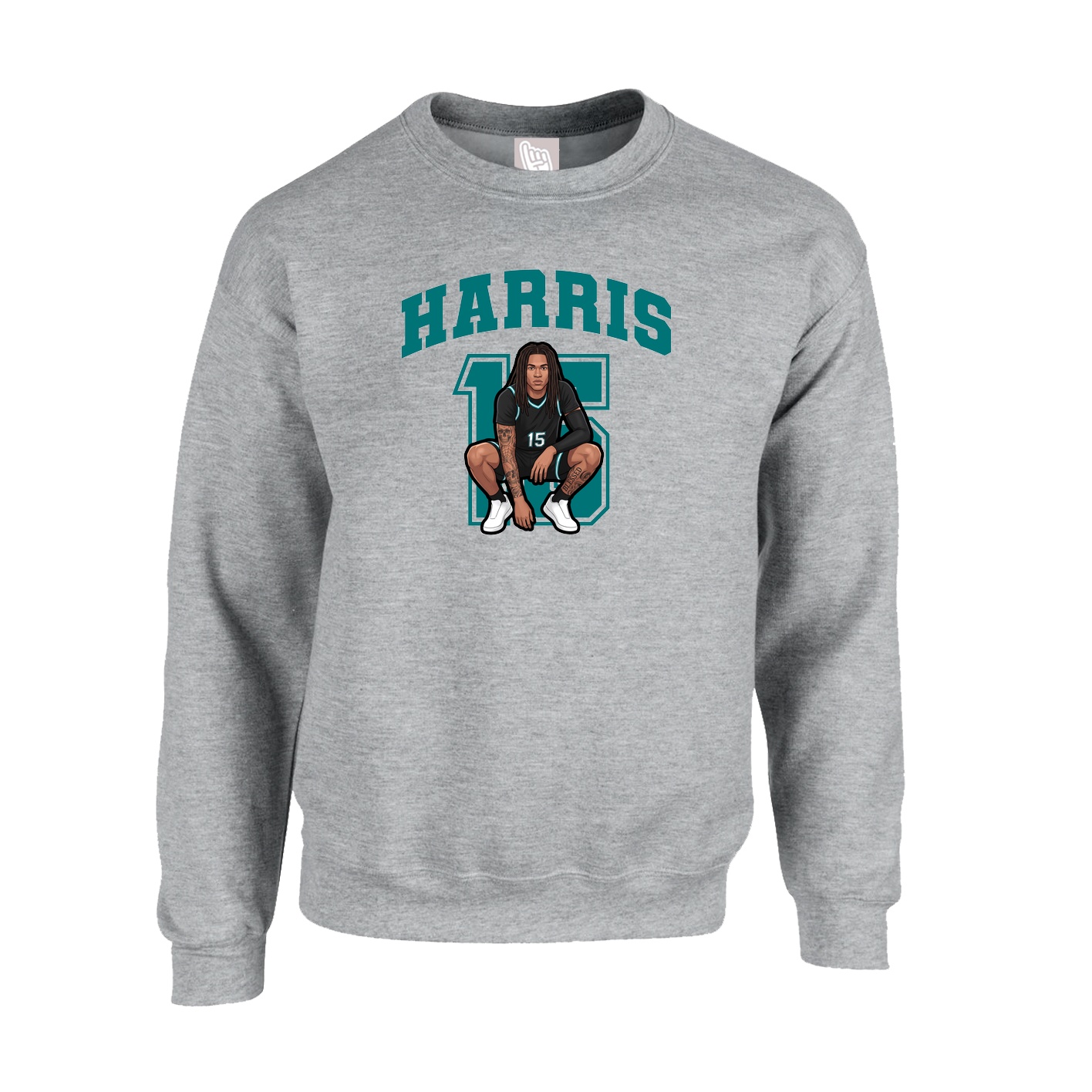 Fleece Crew — Number in Grey