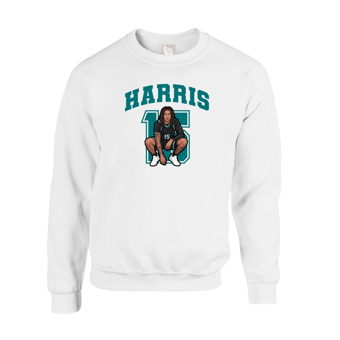 Fleece Crew — Number in White