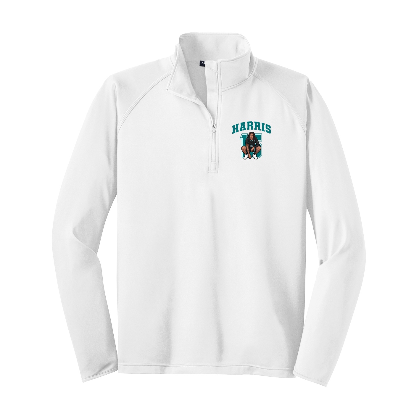 Q-Zip Pullover — Number in White