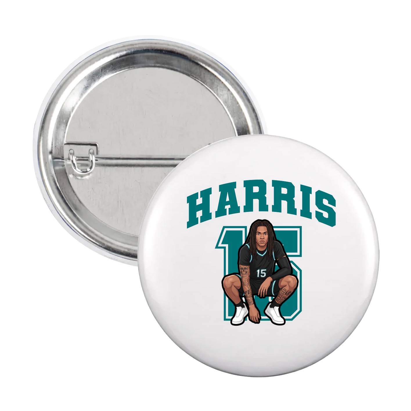 Game Day Button — Number in White