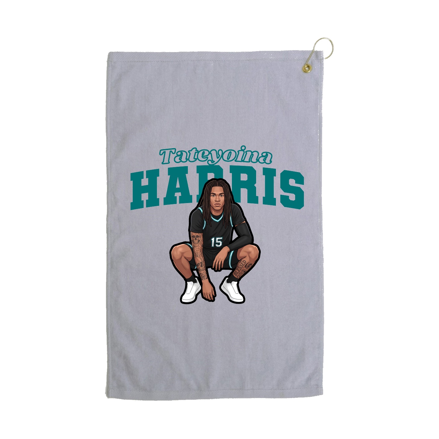 Golf Towel — Name Arch in Grey