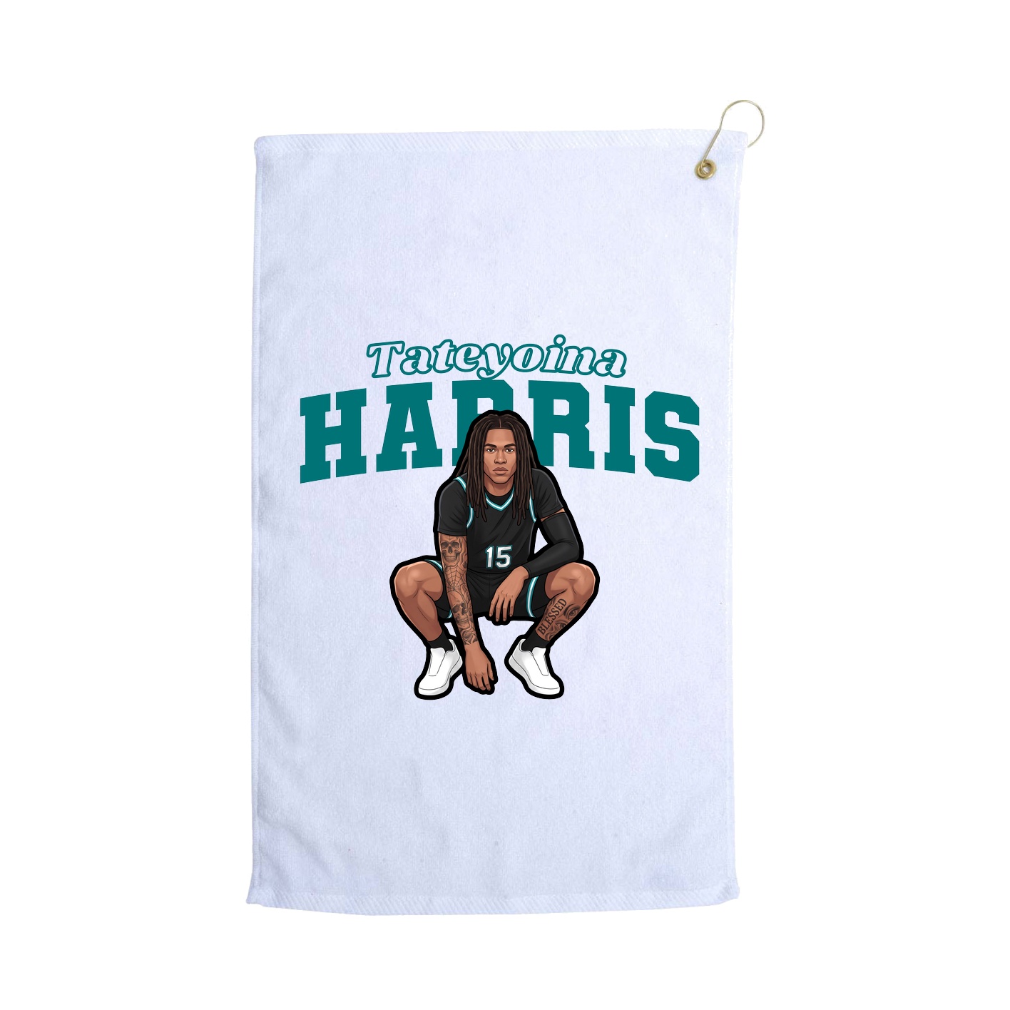 Golf Towel — Name Arch in White