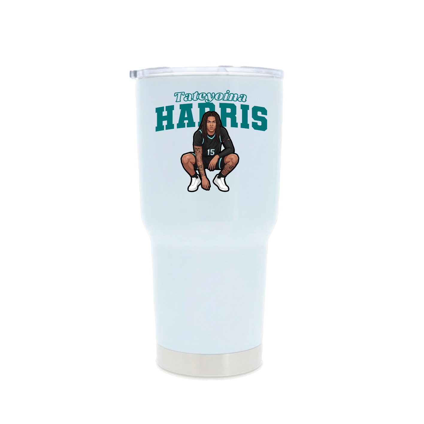 30oz Stainless Steel Tumbler — Name Arch in White