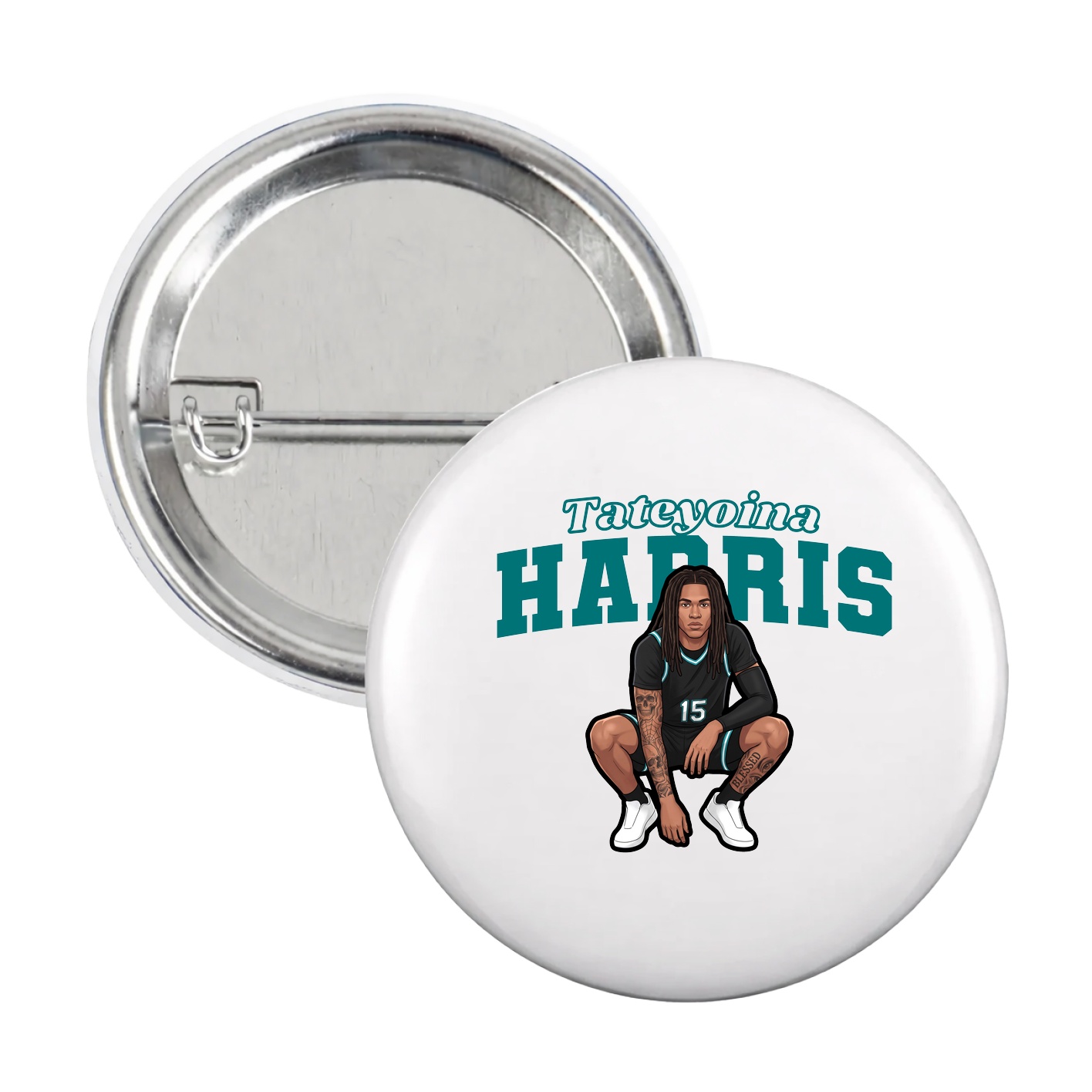 Game Day Button — Name Arch in White