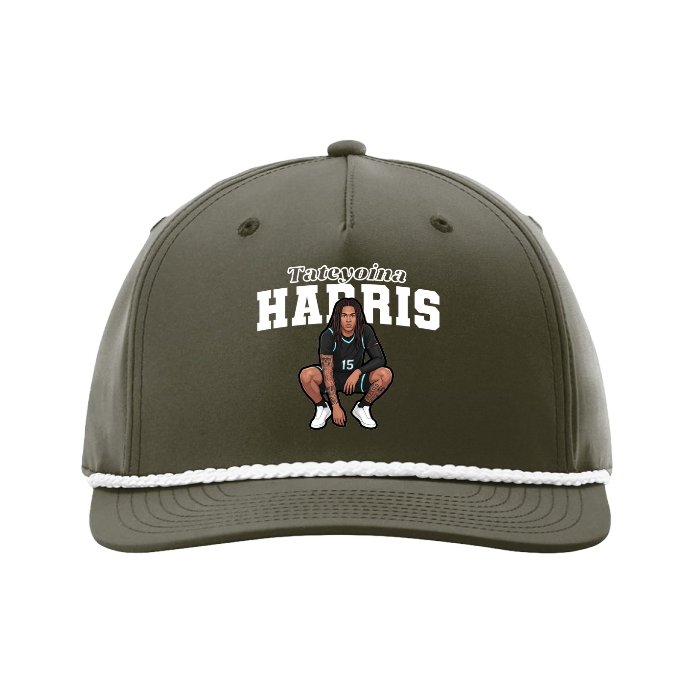 Five-Panel Classic Rope Cap — Name Arch in Green
