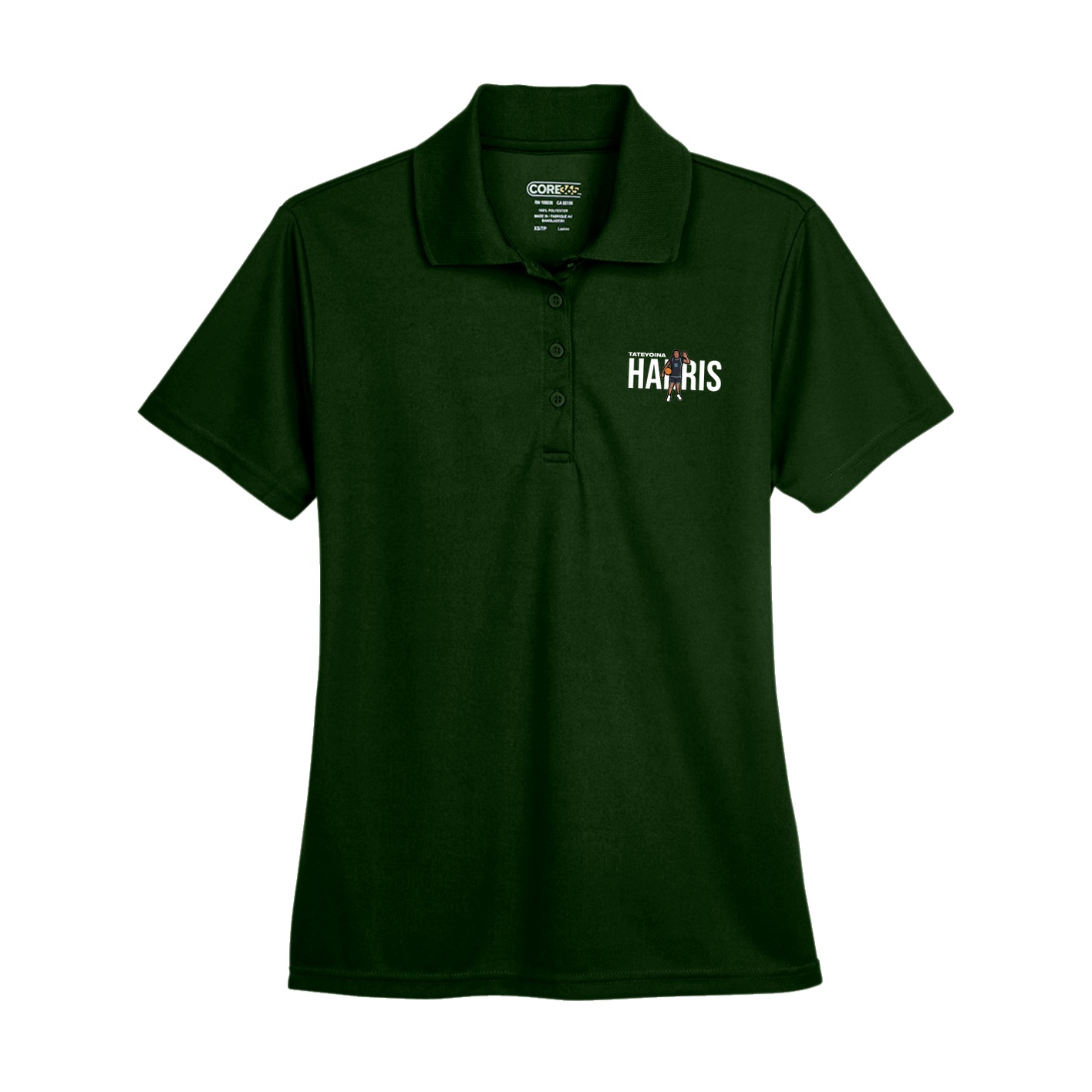 Womens Performance Polo — Player Name in Green