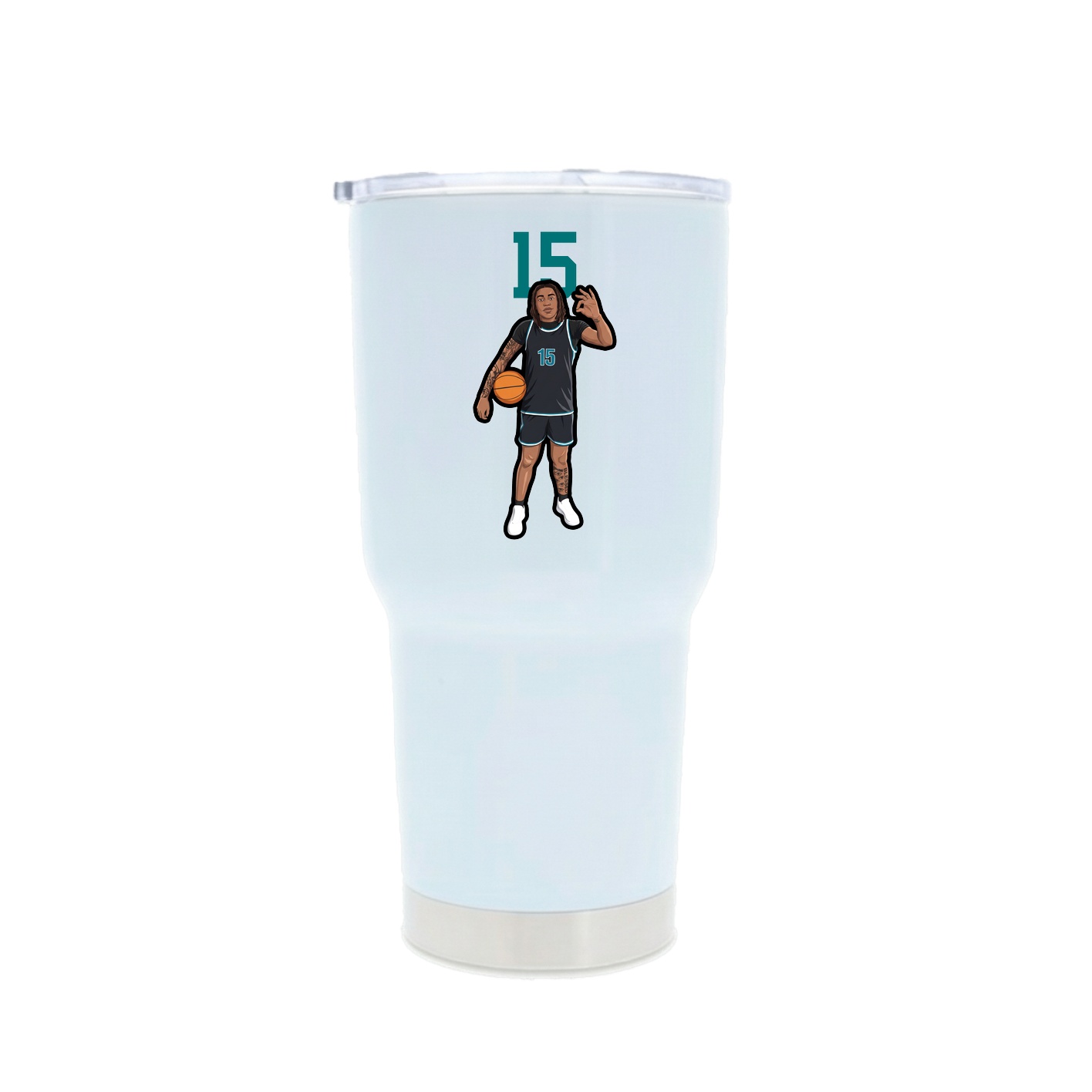 30oz Stainless Steel Tumbler — Number Top in White