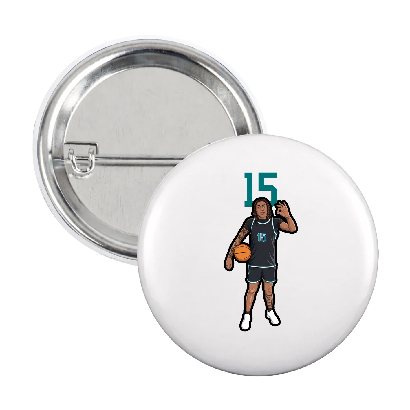 Game Day Button — Number Top in White