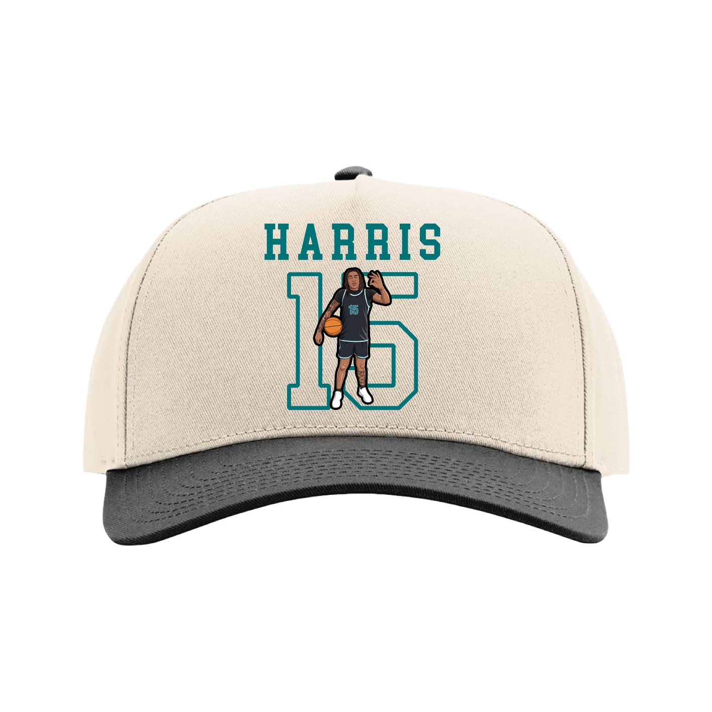 Full Fabric Five-Panel Champ Cap — Shirsey in Cream/Black