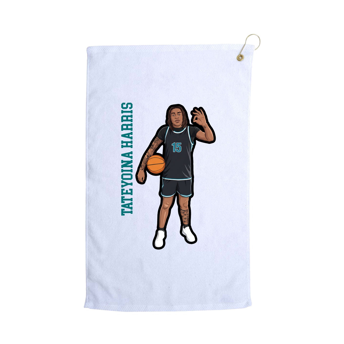 Golf Towel — Name Vertical in White
