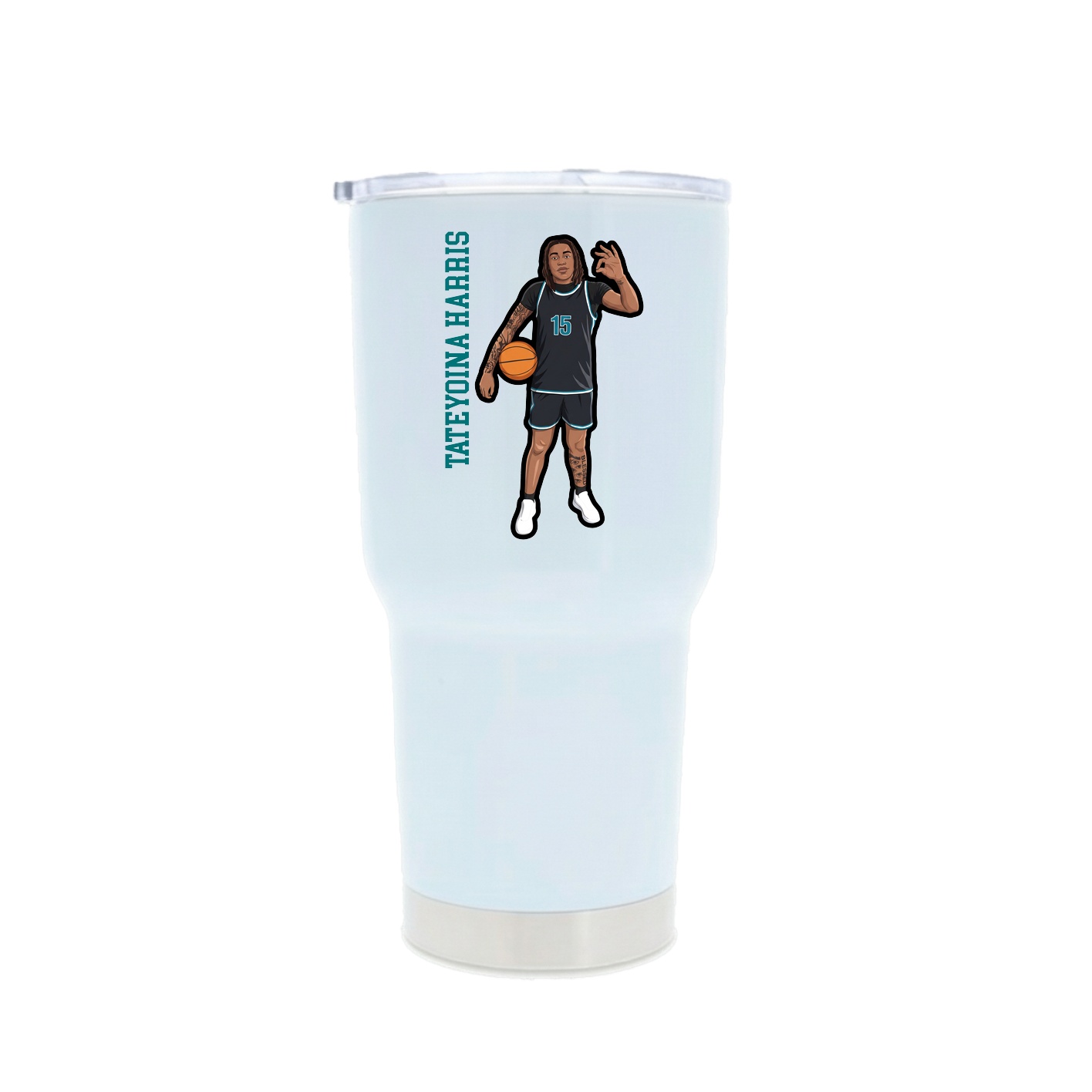 30oz Stainless Steel Tumbler — Name Vertical in White