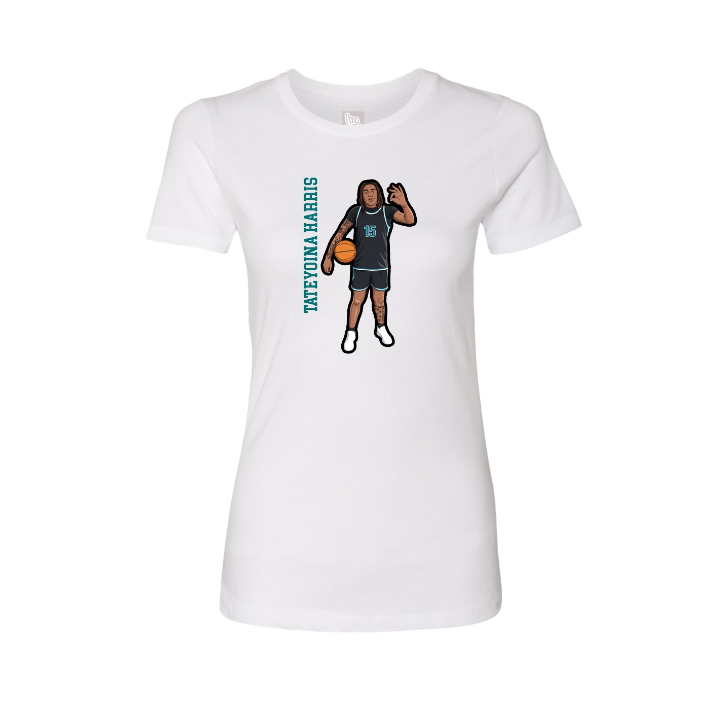 Womens Tee — Name Vertical in White