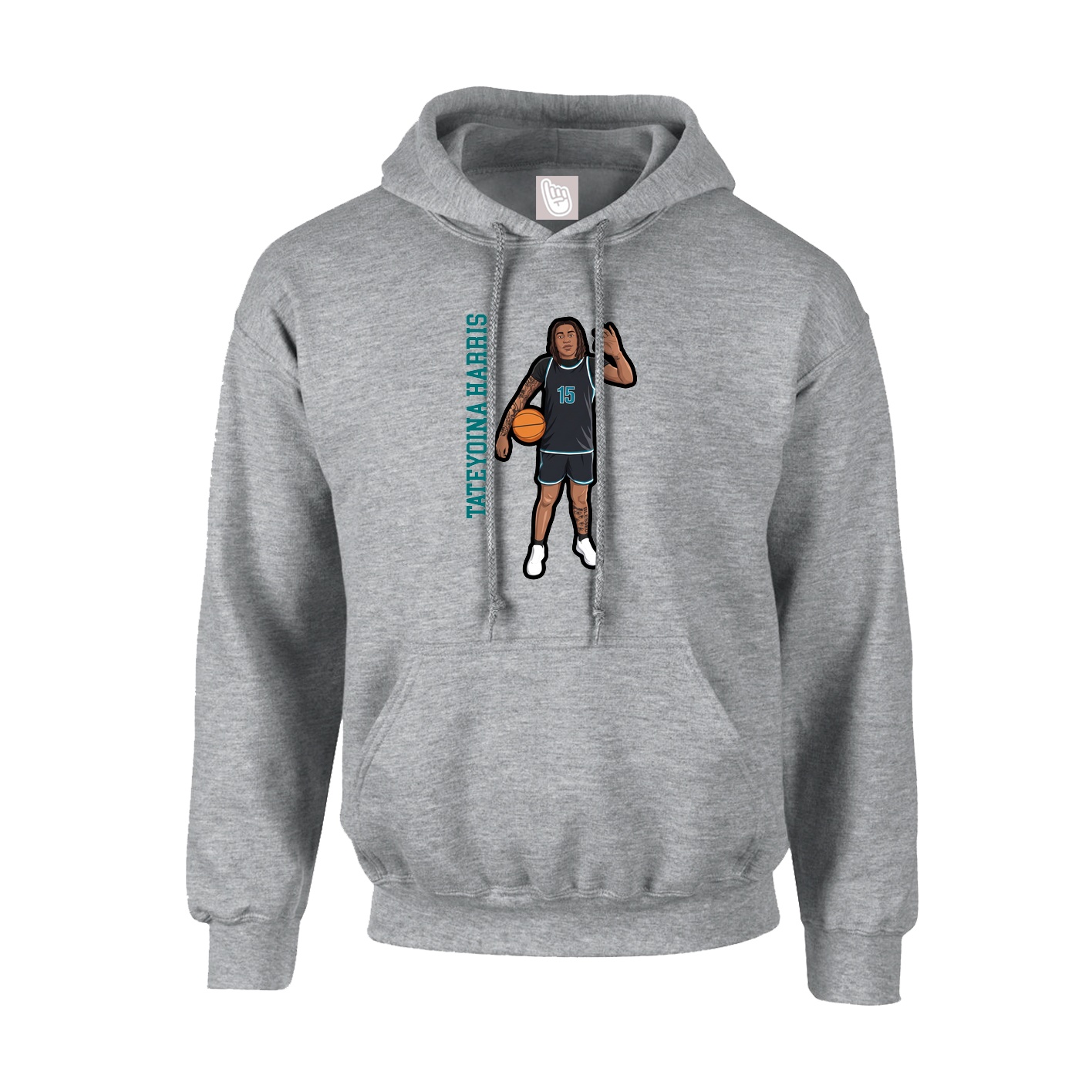 Youth Hoodie — Name Vertical in Grey