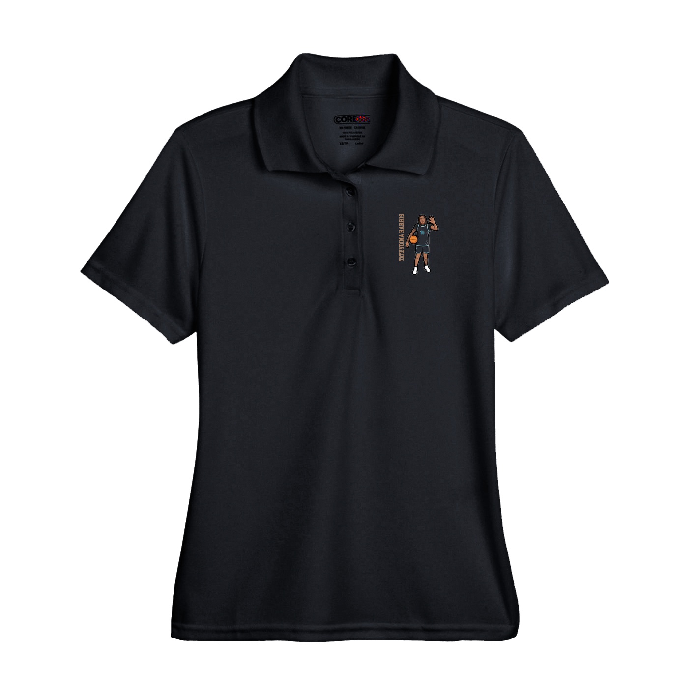 Performance Polo — Name Vertical in Black