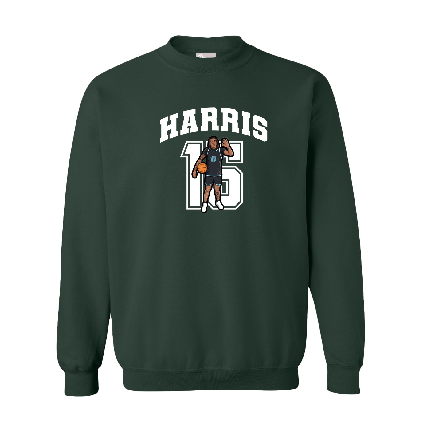 Fleece Crew — Number in Green