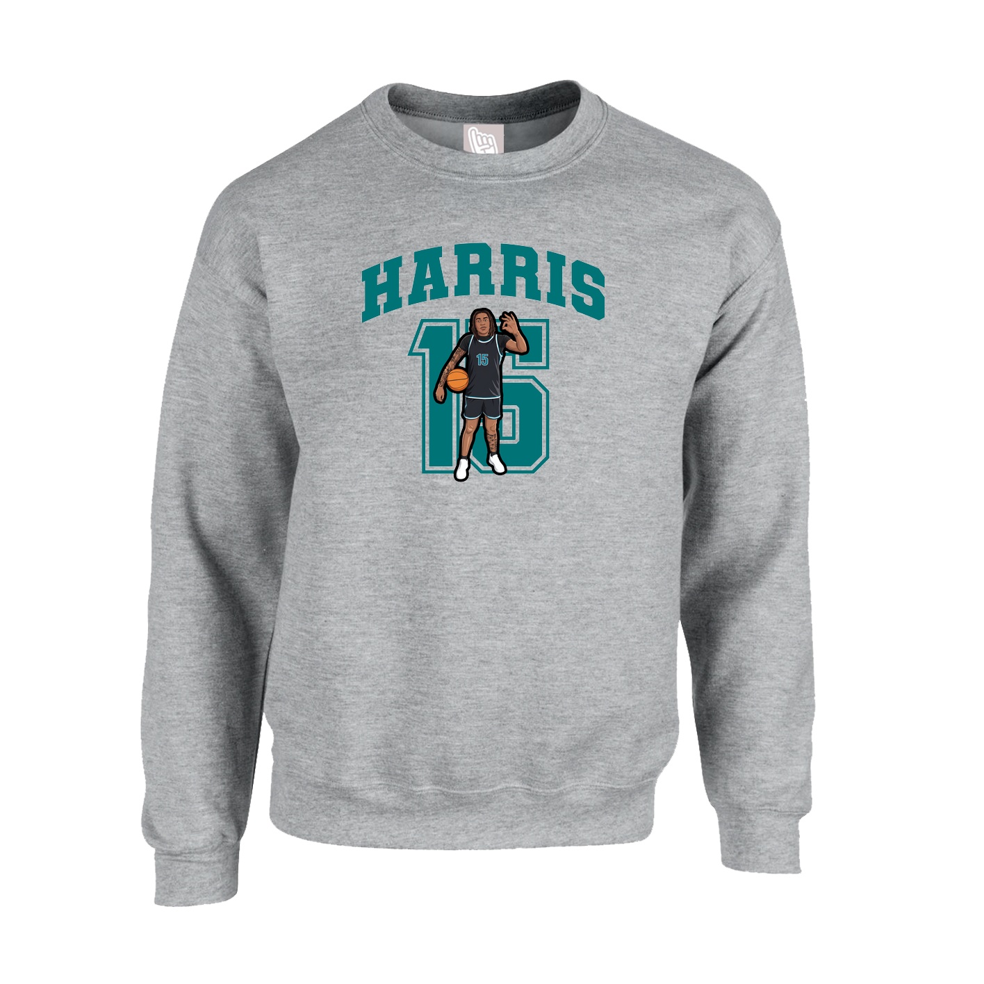 Fleece Crew — Number in Grey
