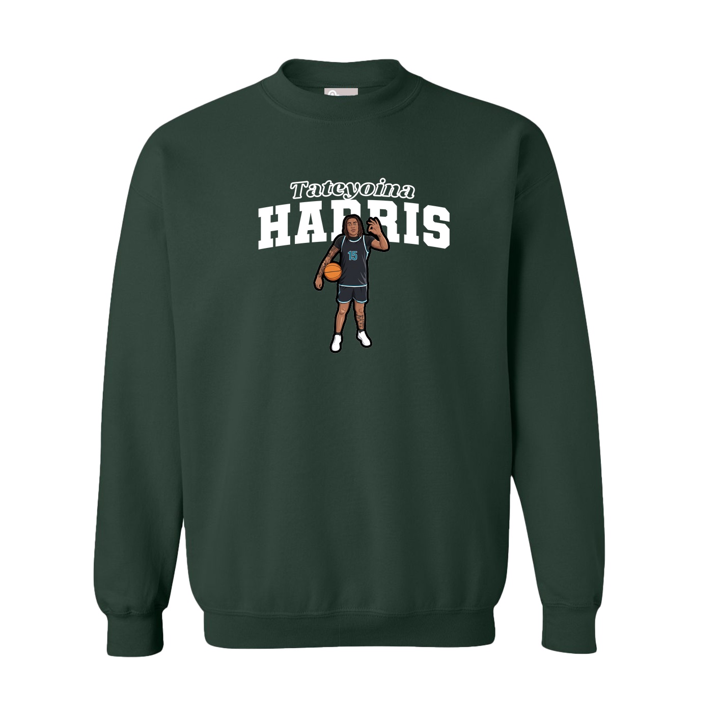 Fleece Crew — Name Arch in Green