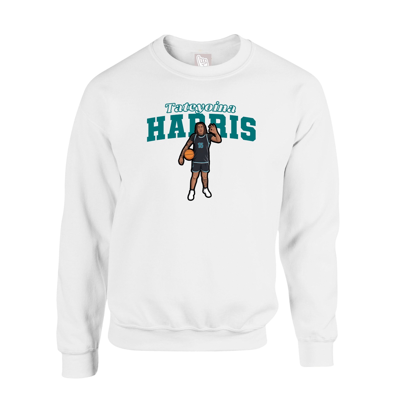 Fleece Crew — Name Arch in White
