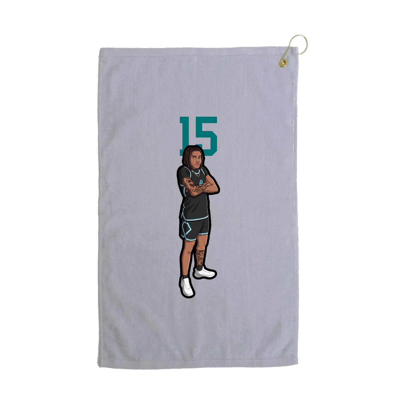 Golf Towel — Number Top in Grey