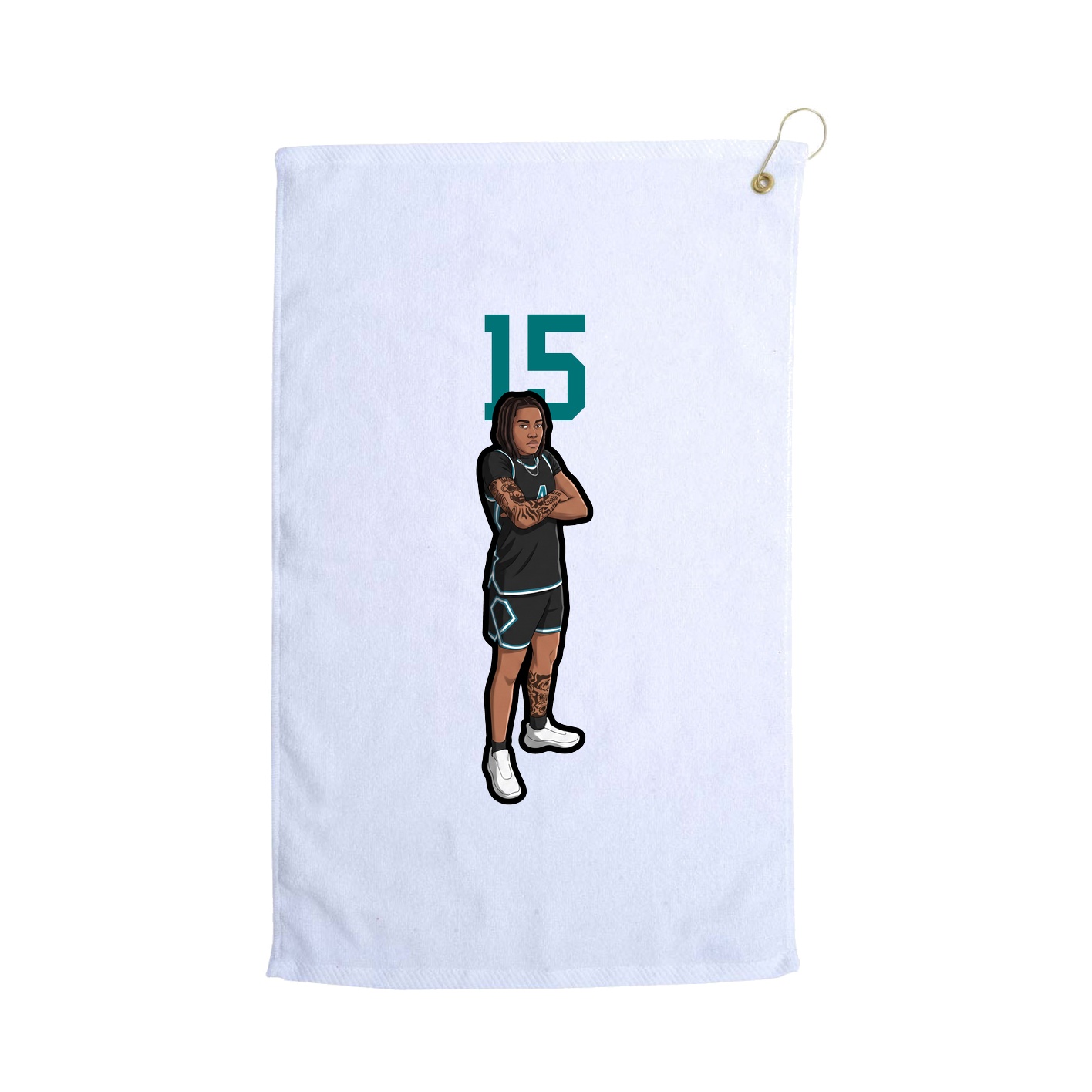 Golf Towel — Number Top in White