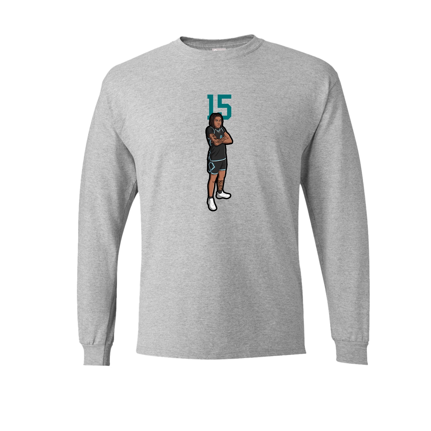 Long Sleeve Tee — Number Top in Grey