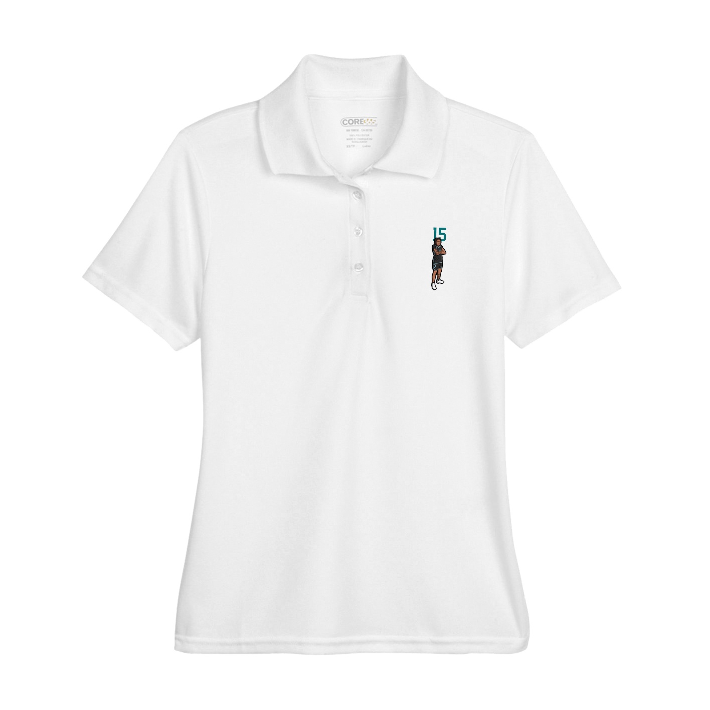 Womens Performance Polo — Number Top in White