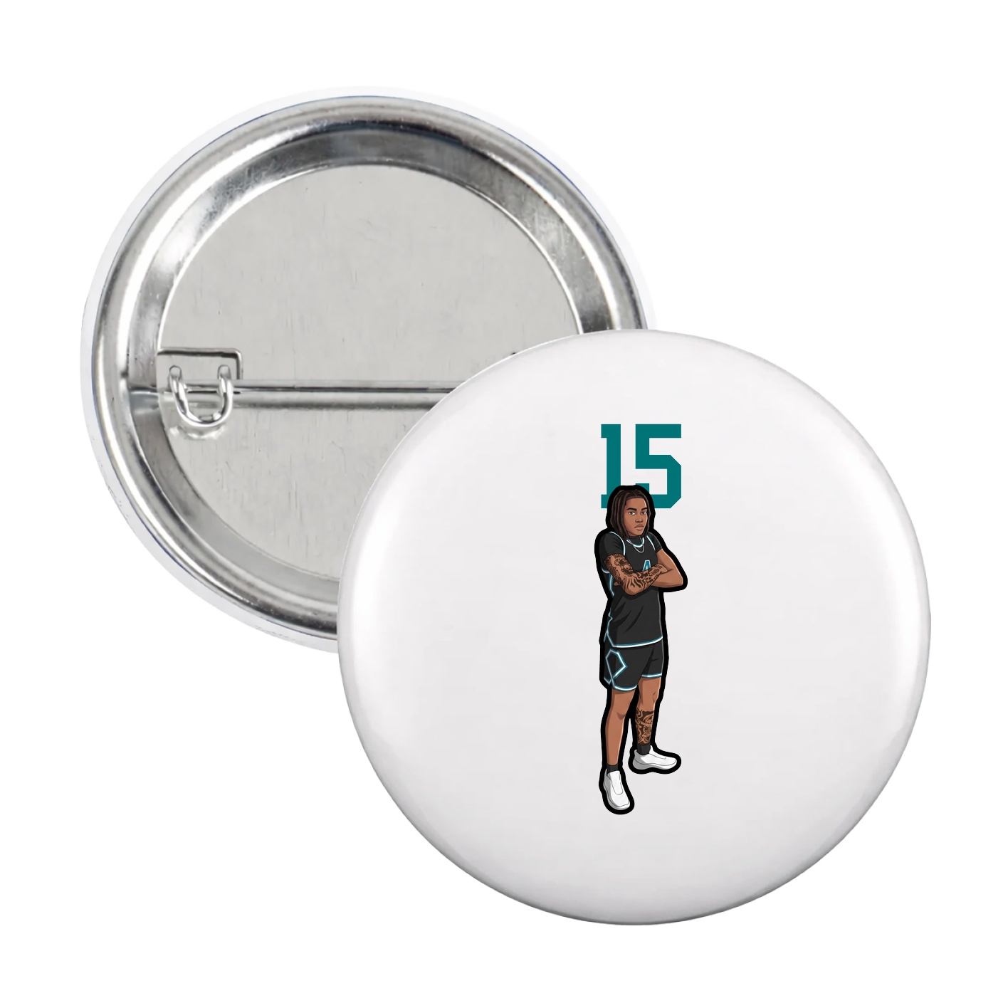 Game Day Button — Number Top in White