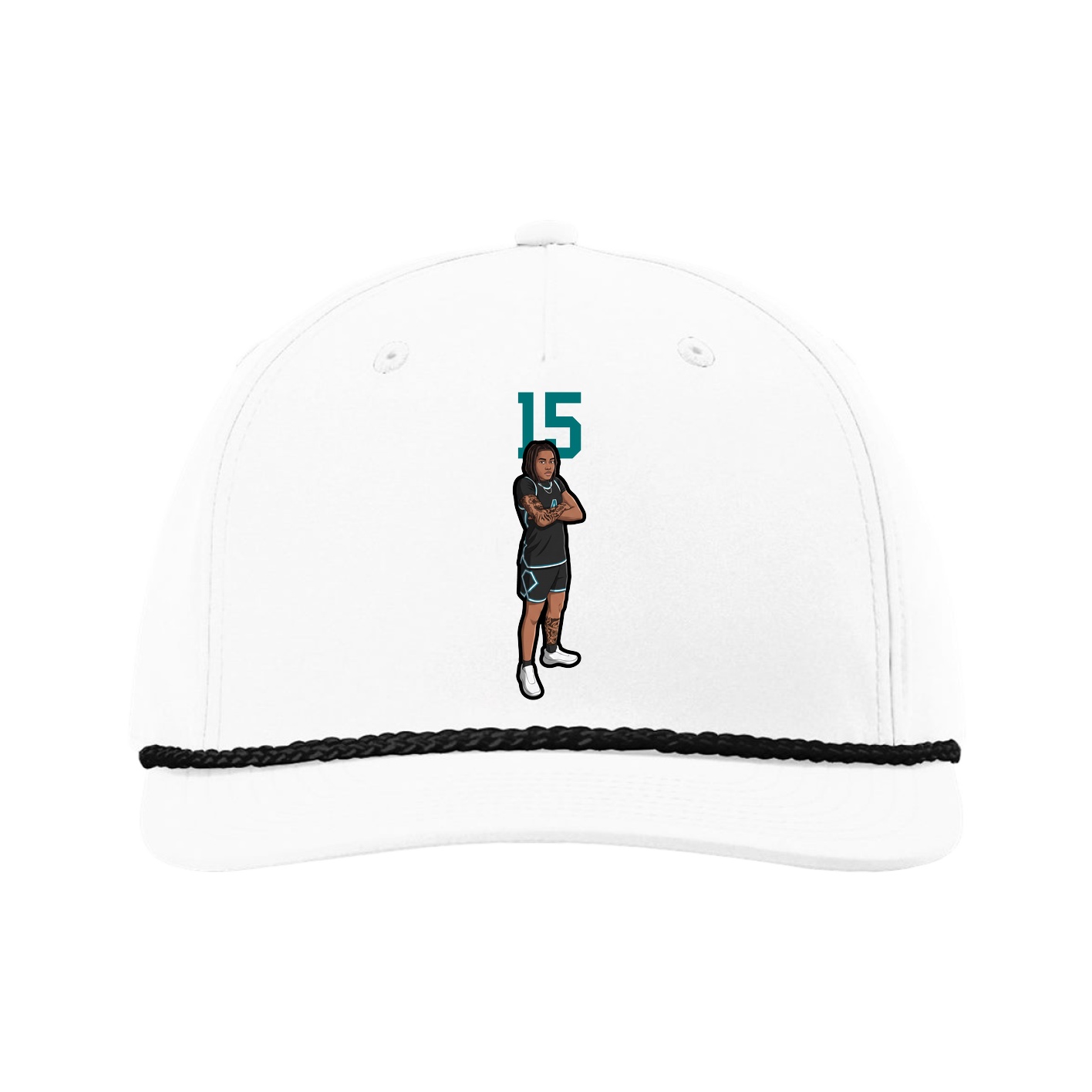 Five-Panel Classic Rope Cap — Number Top in White