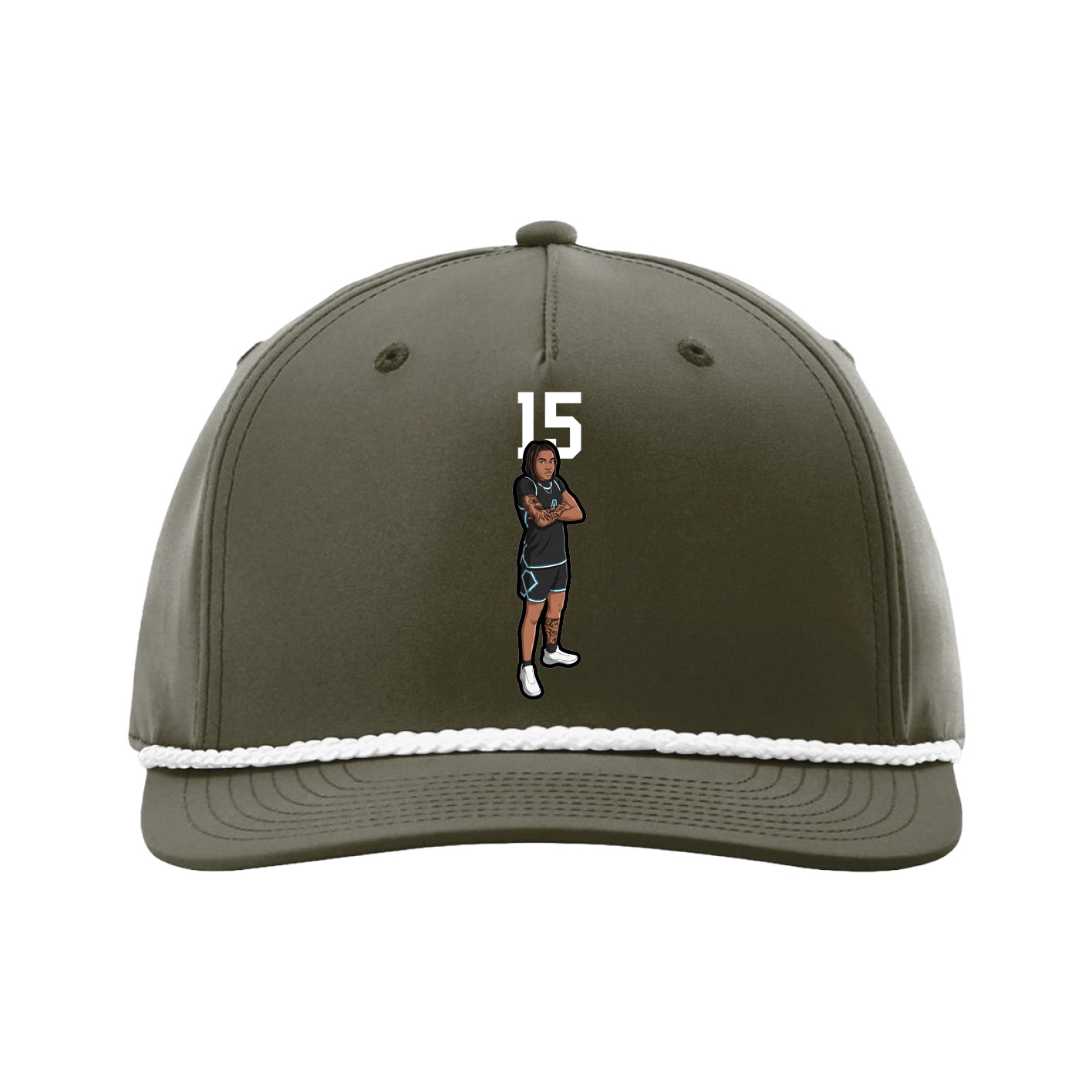 Five-Panel Classic Rope Cap — Number Top in Green