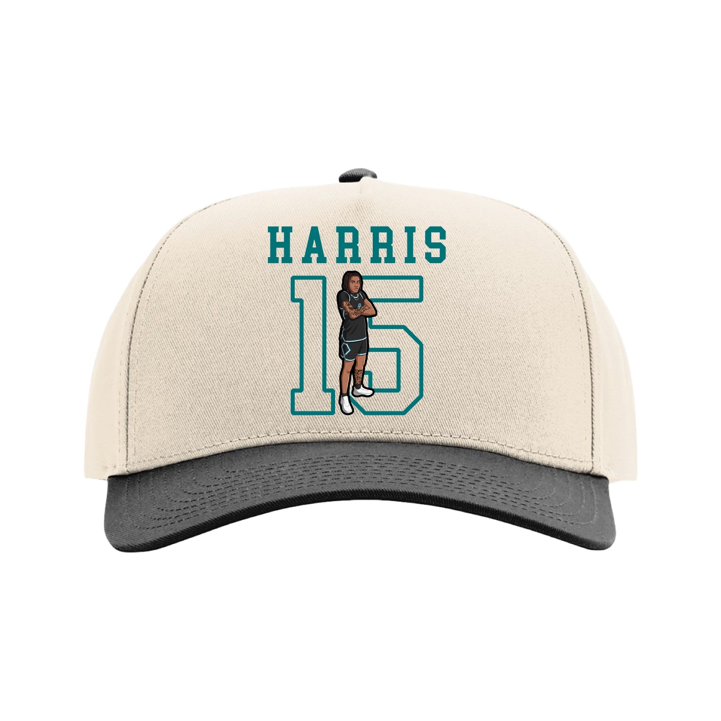 Full Fabric Five-Panel Champ Cap — Shirsey in Cream/Black