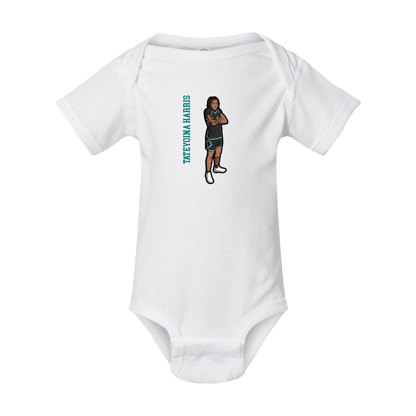 Baby Onesie — Name Vertical in White