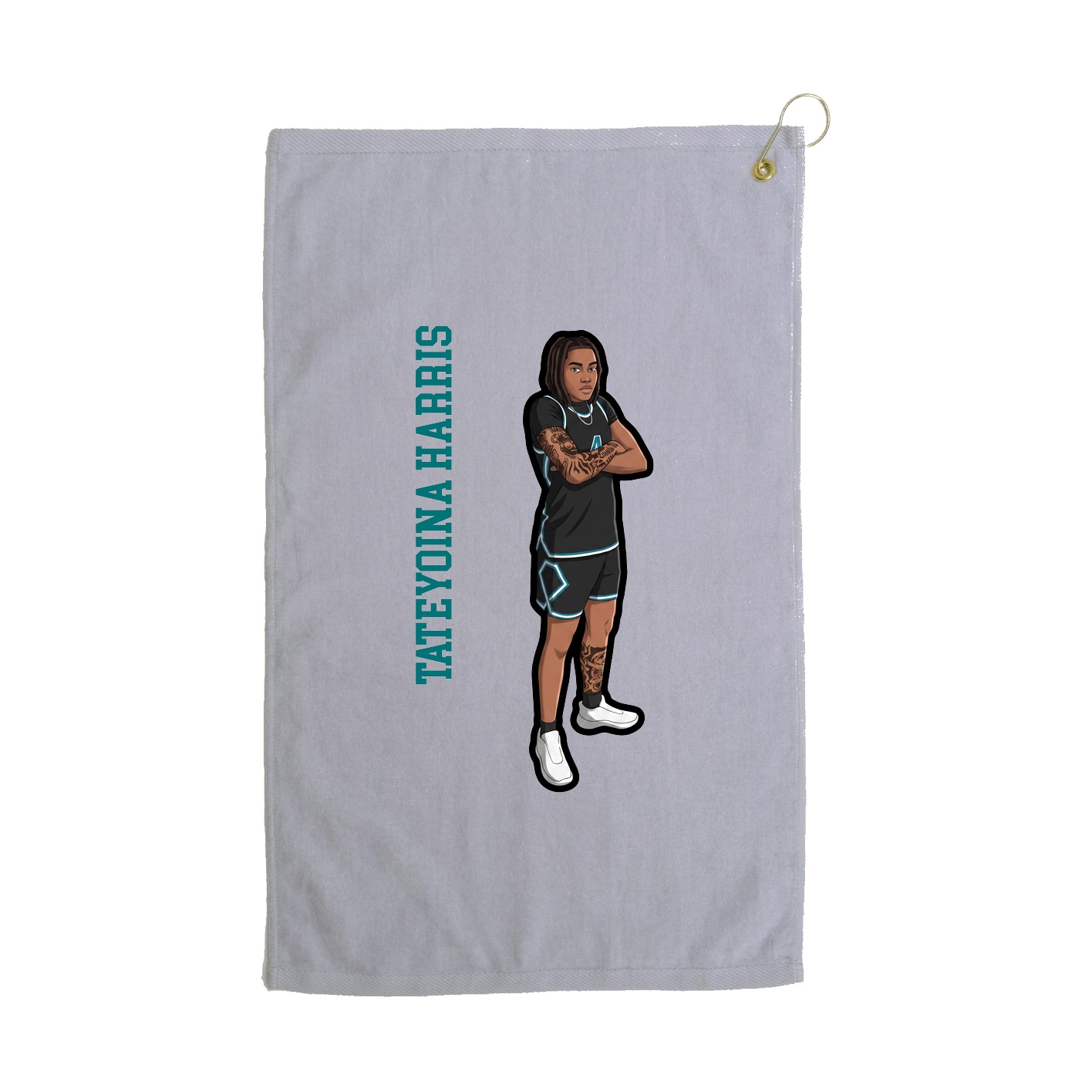 Golf Towel — Name Vertical in Grey