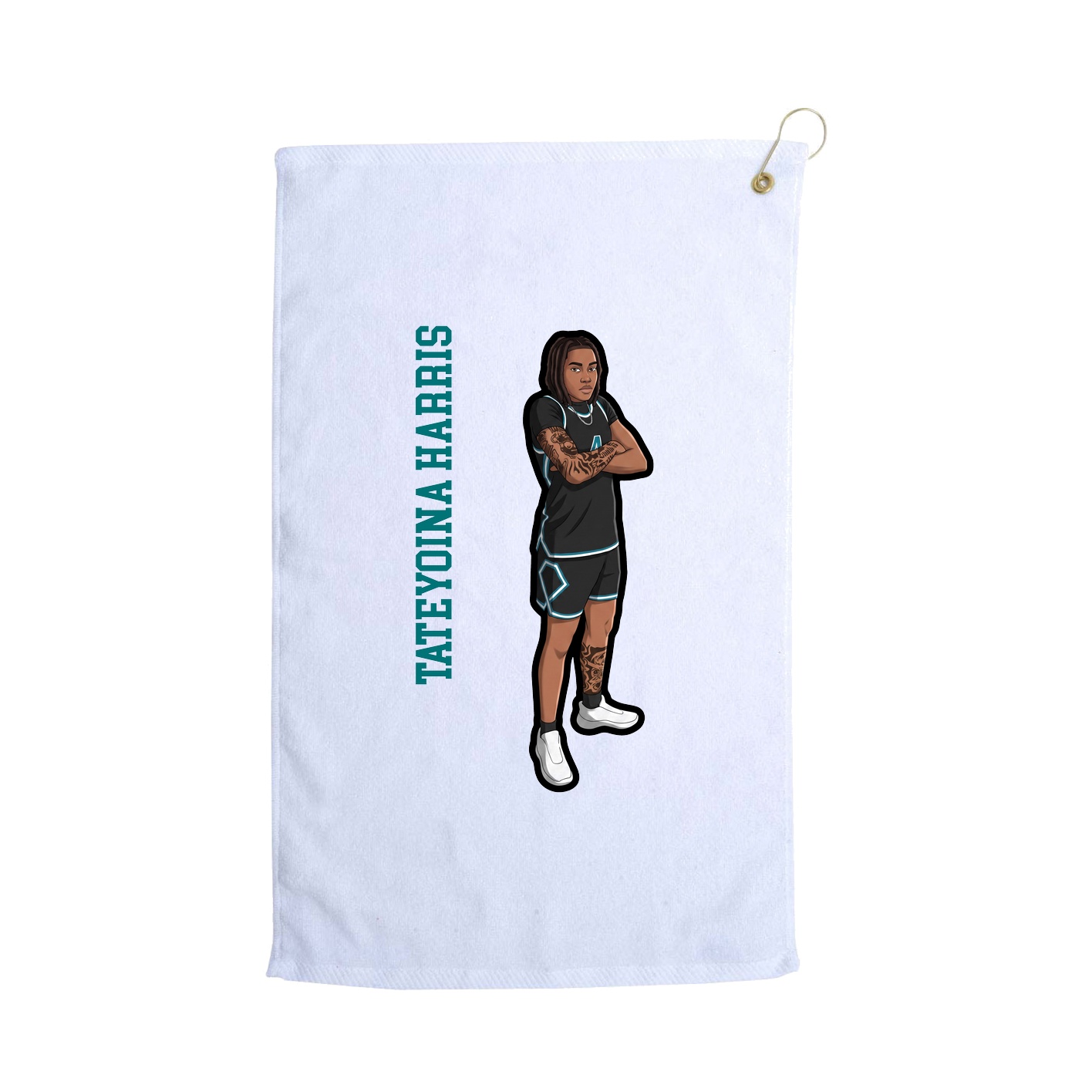 Golf Towel — Name Vertical in White