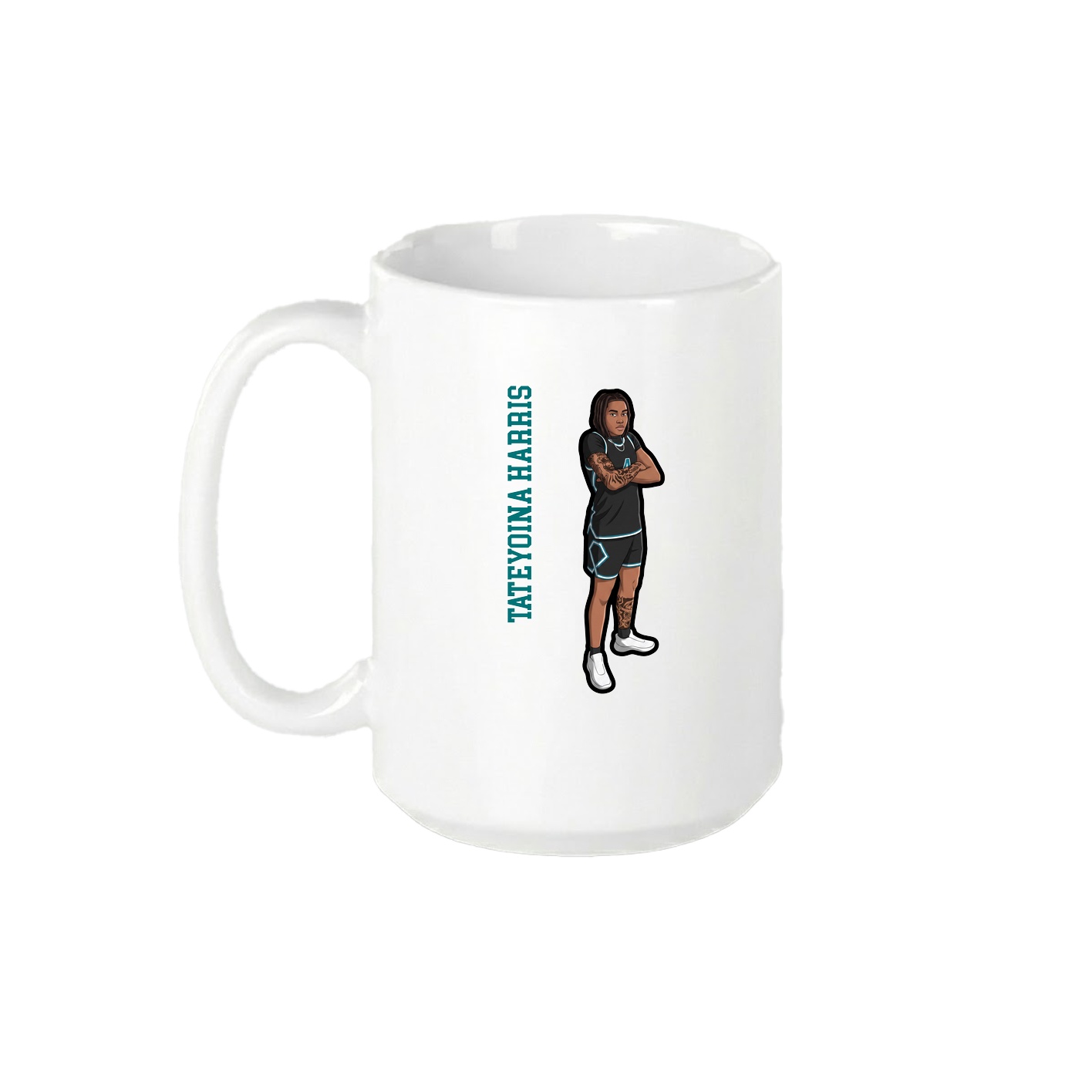 15oz Coffee Mug — Name Vertical in White