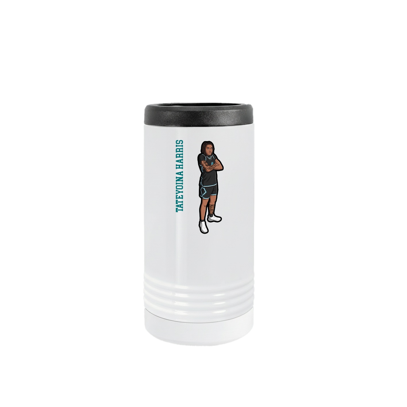 Slim Beverage Holder — Name Vertical in White