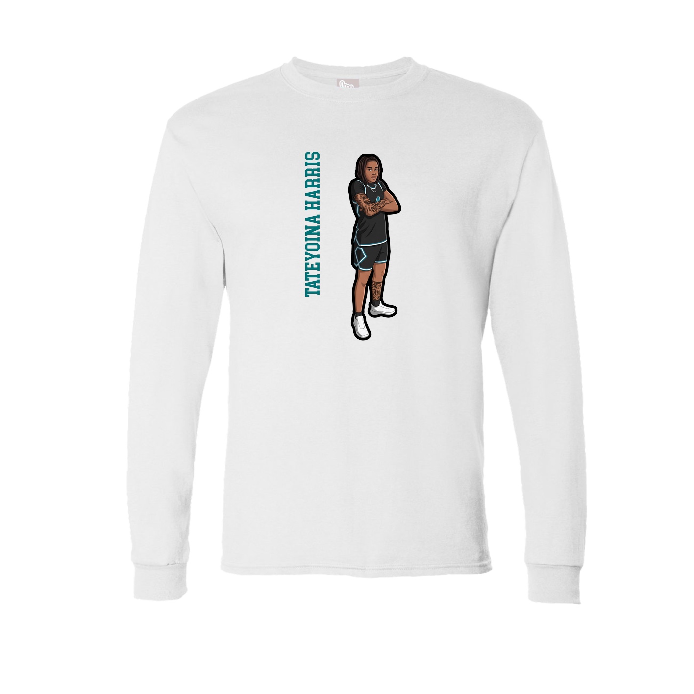 Long Sleeve Tee — Name Vertical in White