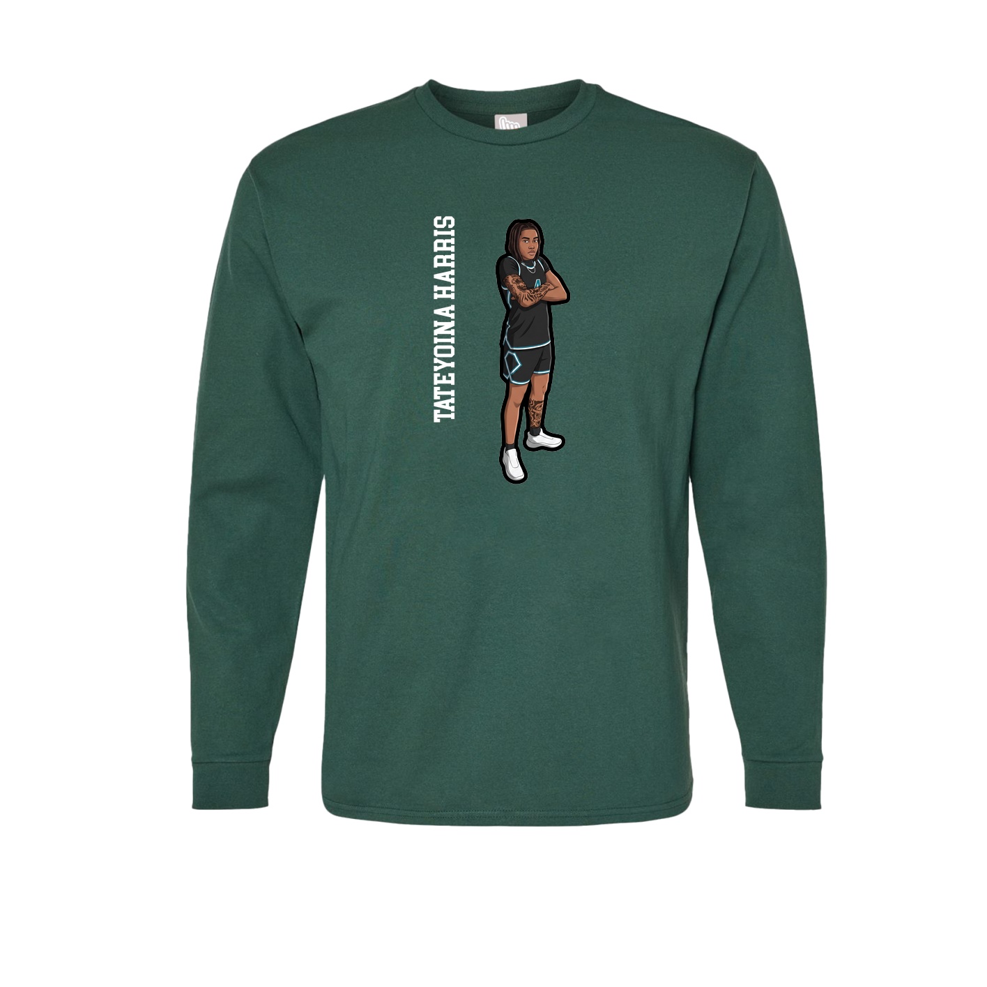 Long Sleeve Tee — Name Vertical in Green
