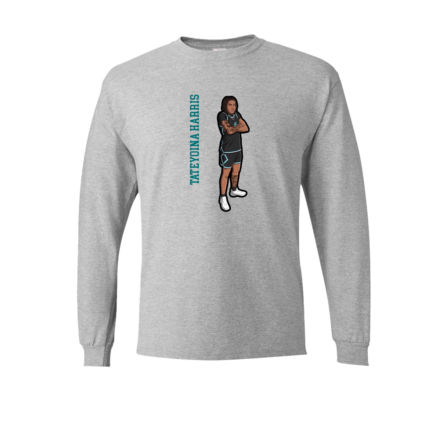Long Sleeve Tee — Name Vertical in Grey