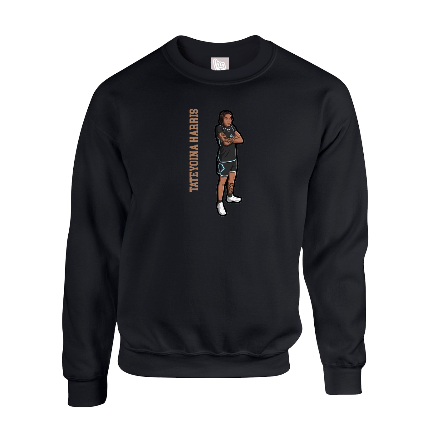Fleece Crew — Name Vertical in Black