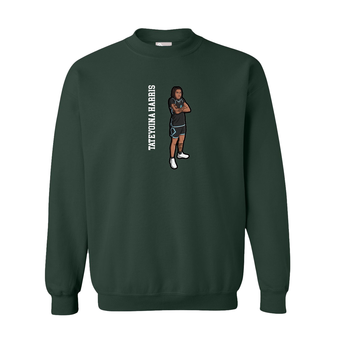 Fleece Crew — Name Vertical in Green