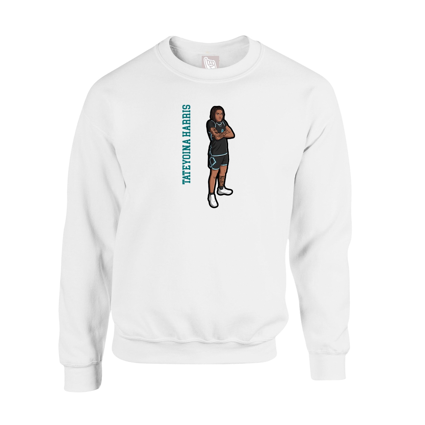 Fleece Crew — Name Vertical in White
