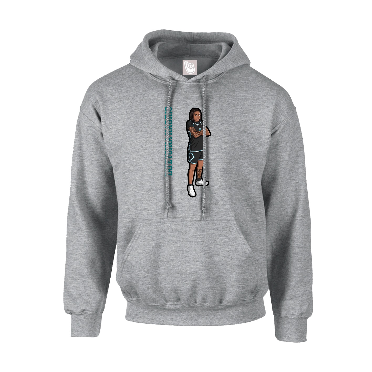 Youth Hoodie — Name Vertical in Grey