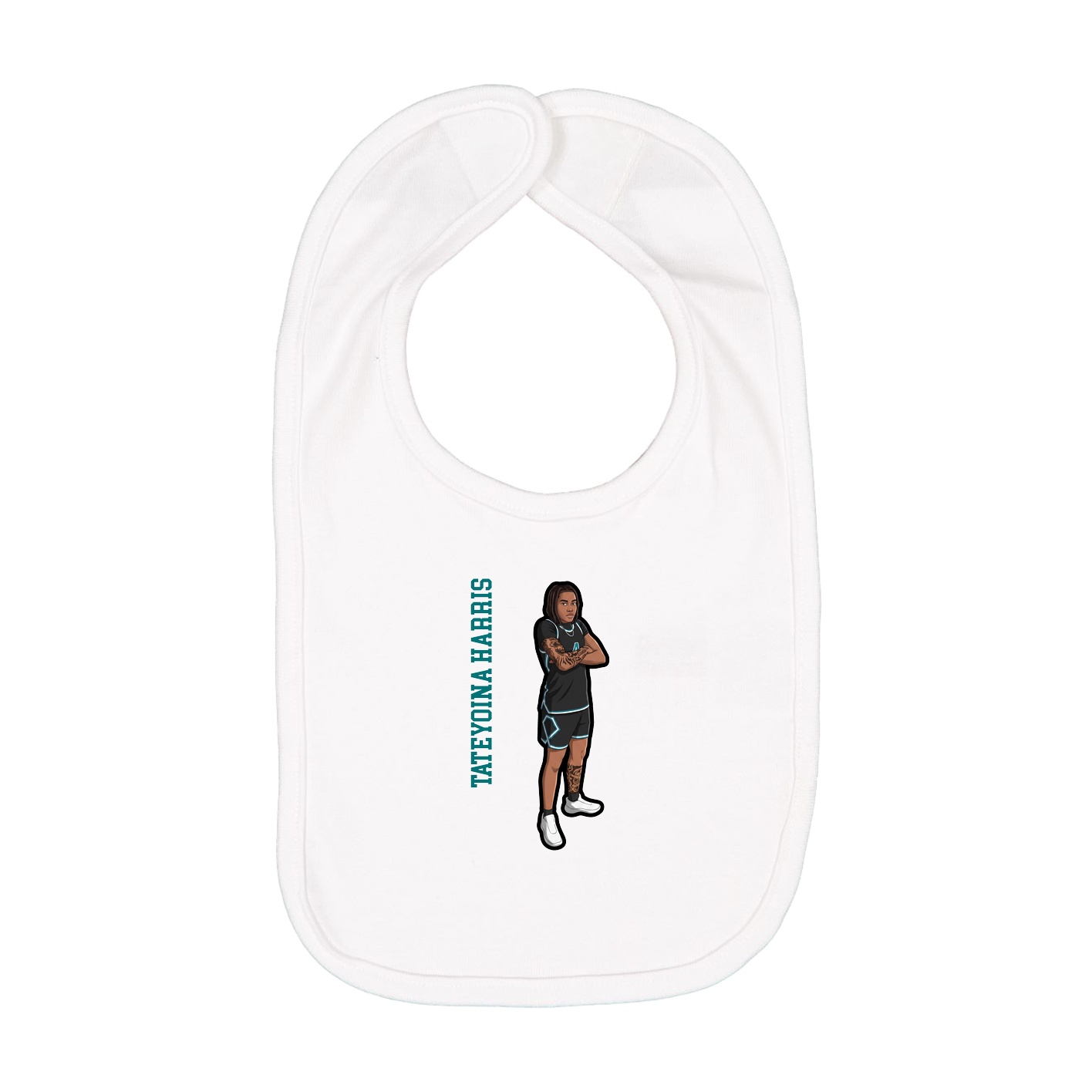 Infant Bib — Name Vertical in White