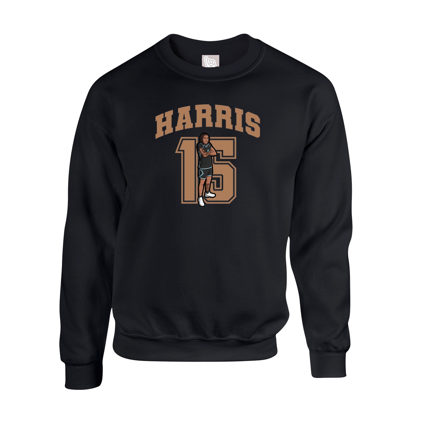 Fleece Crew — Number in Black