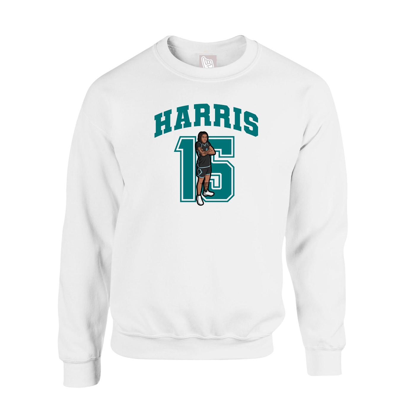 Fleece Crew — Number in White