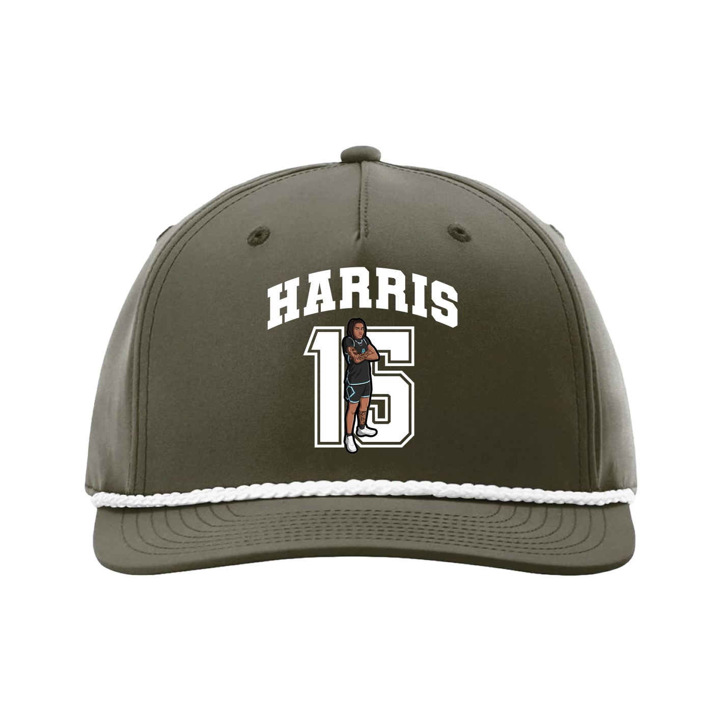 Five-Panel Classic Rope Cap — Number in Green