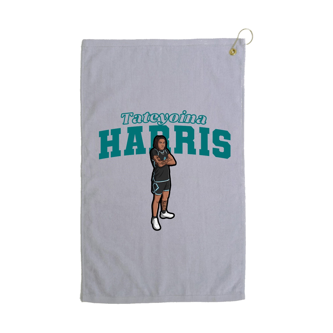 Golf Towel — Name Arch in Grey